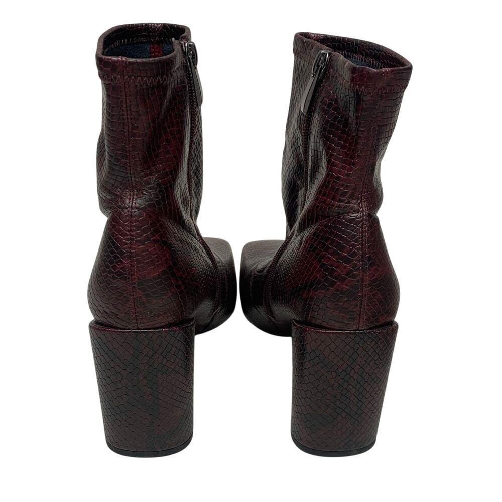 Vintage 1990s Burgundy Hand-Finished Snakeprint Boots 8.5 - Picture 4 of 7